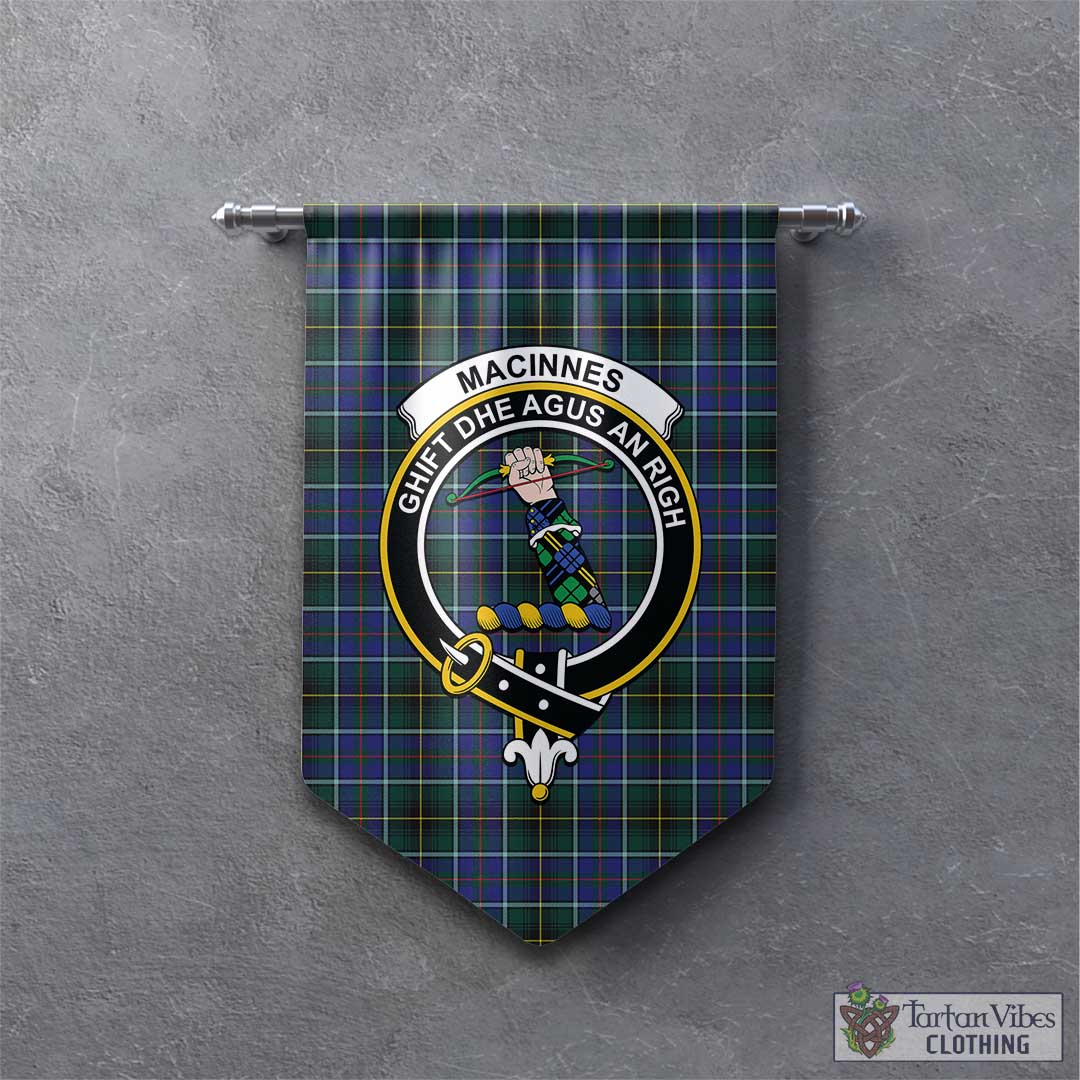 Tartan Vibes Clothing MacInnes Modern Tartan Gonfalon, Tartan Banner with Family Crest