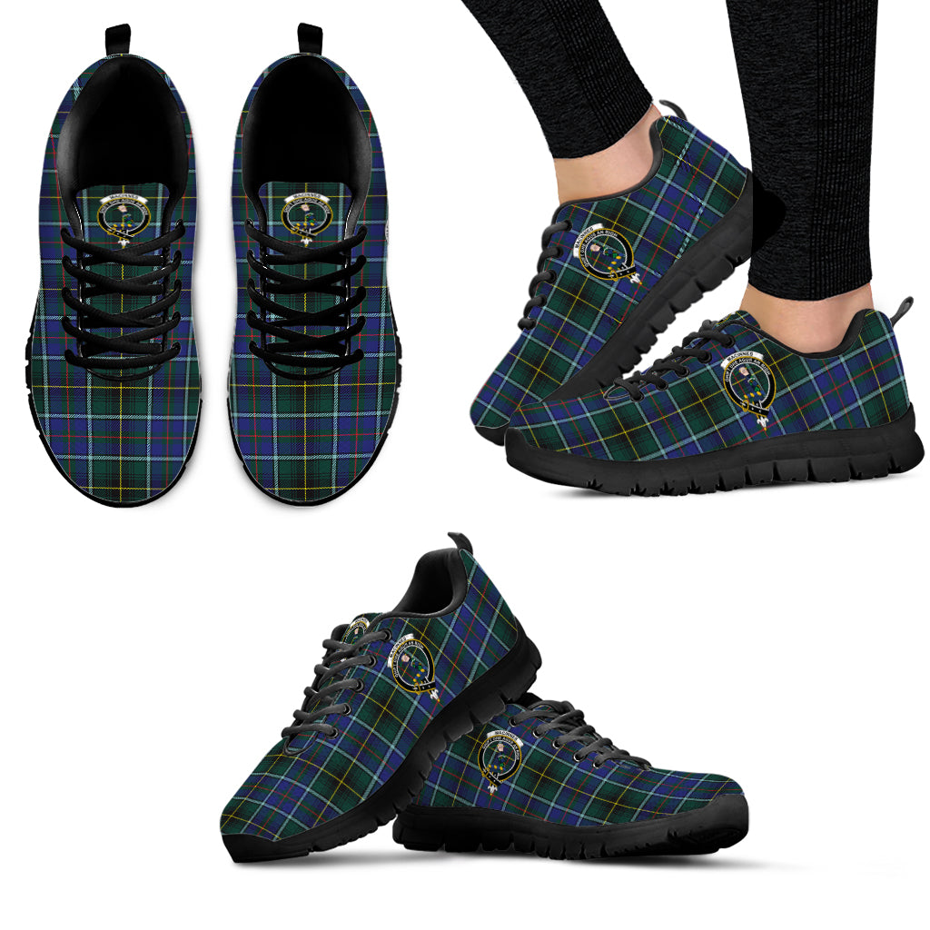 MacInnes Modern Tartan Sneakers with Family Crest - Tartan Vibes Clothing