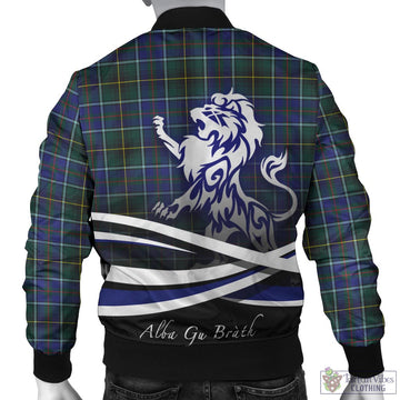 MacInnes Modern Tartan Bomber Jacket with Alba Gu Brath Regal Lion Emblem