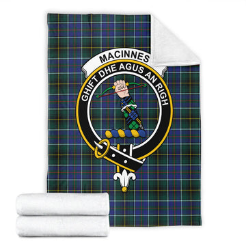 MacInnes Modern Tartan Blanket with Family Crest