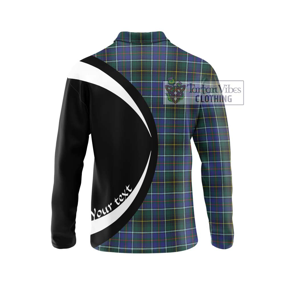 MacInnes Modern Tartan Long Sleeve Polo Shirt with Family Crest Circle Style - Tartan Vibes Clothing