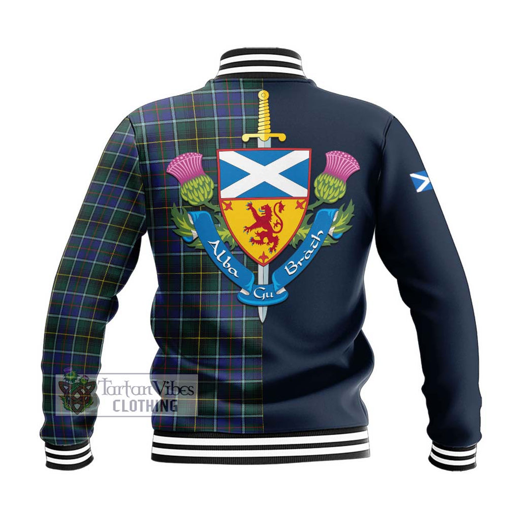 Tartan Vibes Clothing MacInnes Modern Tartan Baseball Jacket with Scottish Lion Royal Arm Half Style