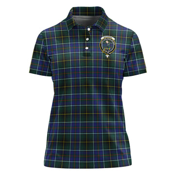 MacInnes Modern Tartan Polo Shirt with Family Crest For Women