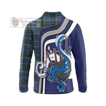 MacInnes Modern Tartan Long Sleeve Polo Shirt with Epic Bagpipe Style