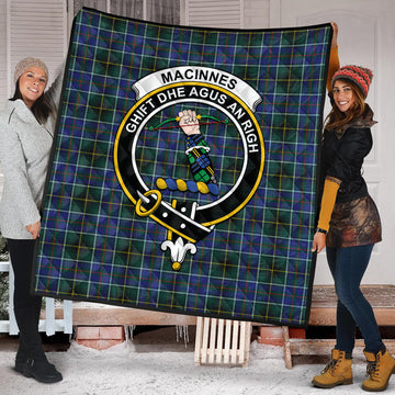 MacInnes Modern Tartan Quilt with Family Crest