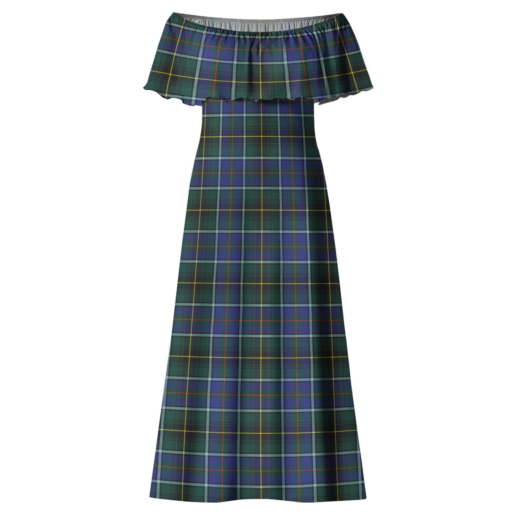 MacInnes Modern Tartan Off Shoulder Long Dress - Tartanvibesclothing