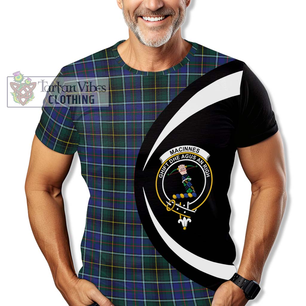 Tartan Vibes Clothing MacInnes Modern Tartan T-Shirt with Family Crest Circle Style