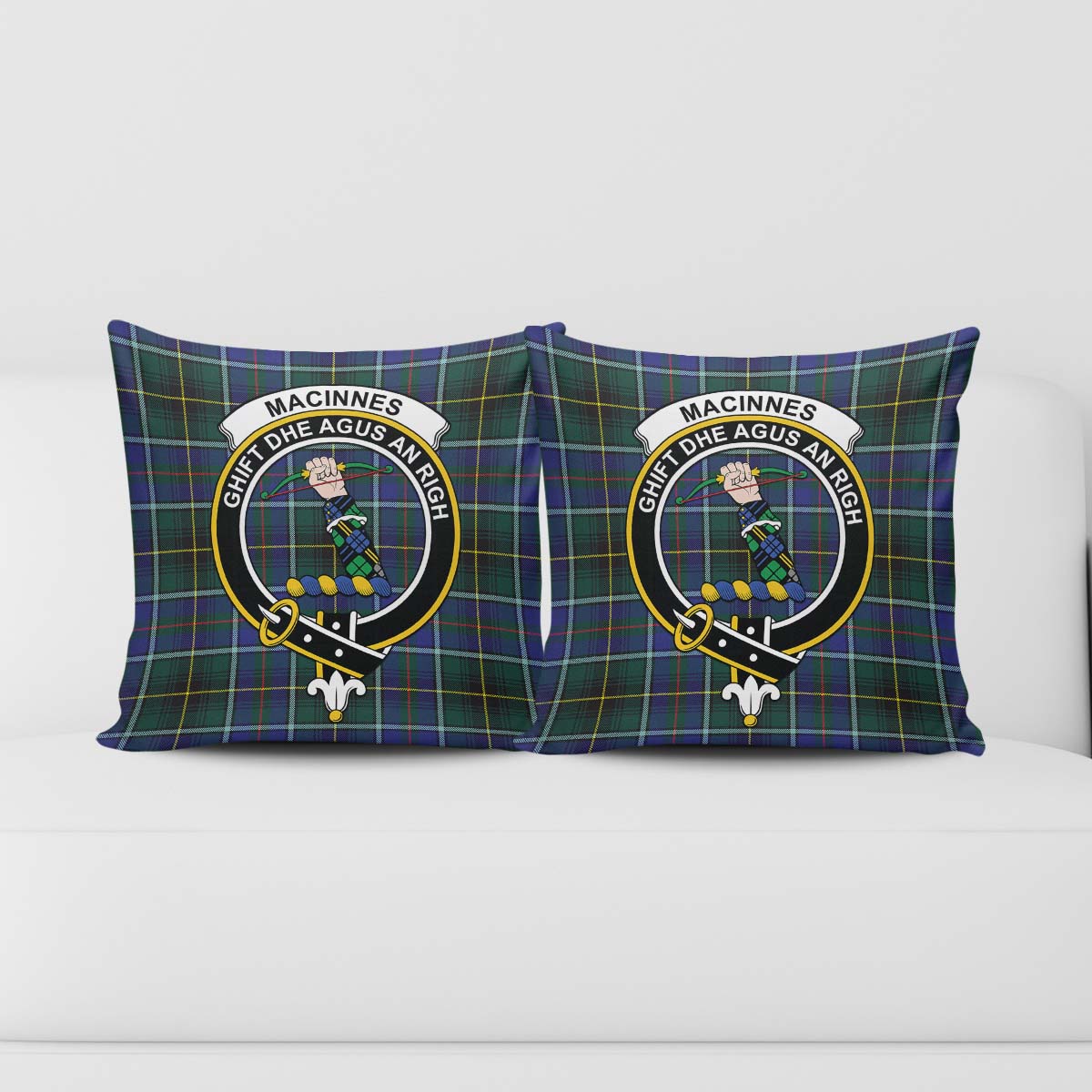 MacInnes Modern Tartan Pillow Cover with Family Crest - Tartanvibesclothing