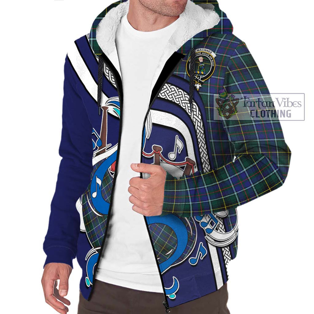 MacInnes Modern Tartan Sherpa Hoodie with Epic Bagpipe Style Unisex - Tartanvibesclothing Shop