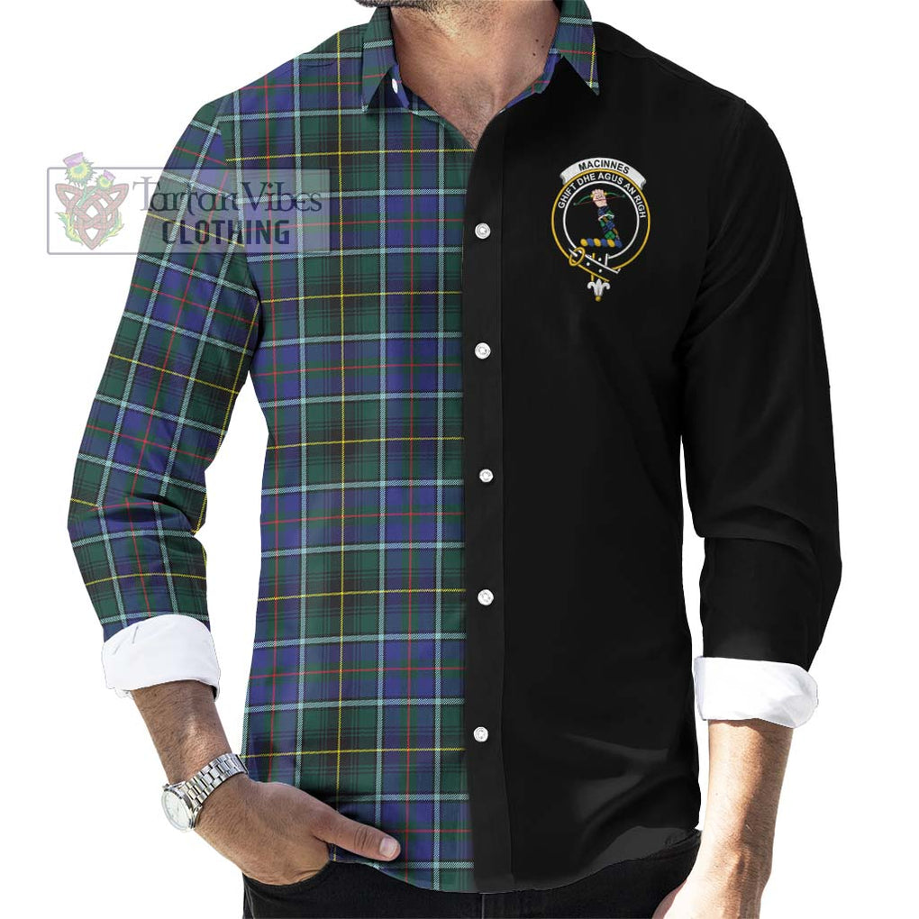 MacInnes Modern Tartan Long Sleeve Button Shirt with Family Crest and Half Of Me Style - Tartanvibesclothing Shop