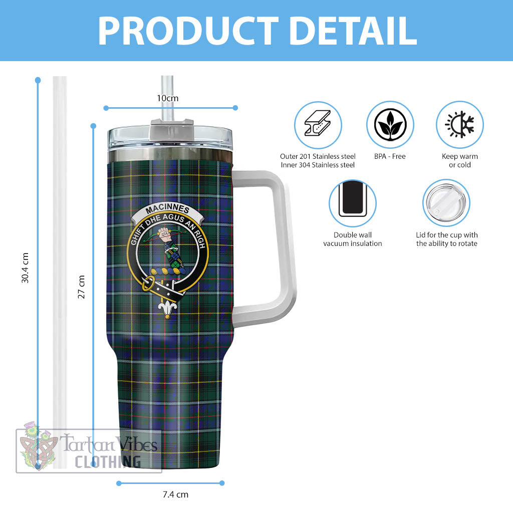 Tartan Vibes Clothing MacInnes Modern Tartan and Family Crest Tumbler with Handle