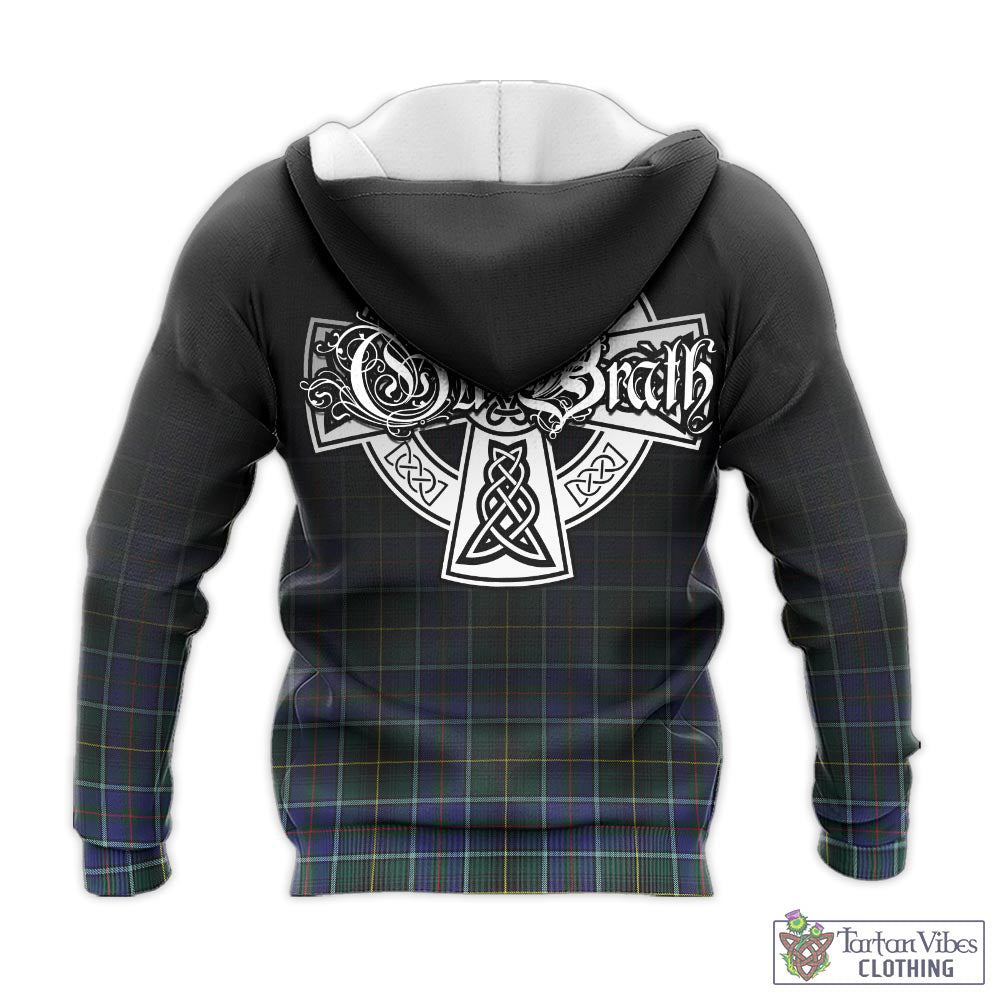 Tartan Vibes Clothing MacInnes Modern Tartan Knitted Hoodie Featuring Alba Gu Brath Family Crest Celtic Inspired