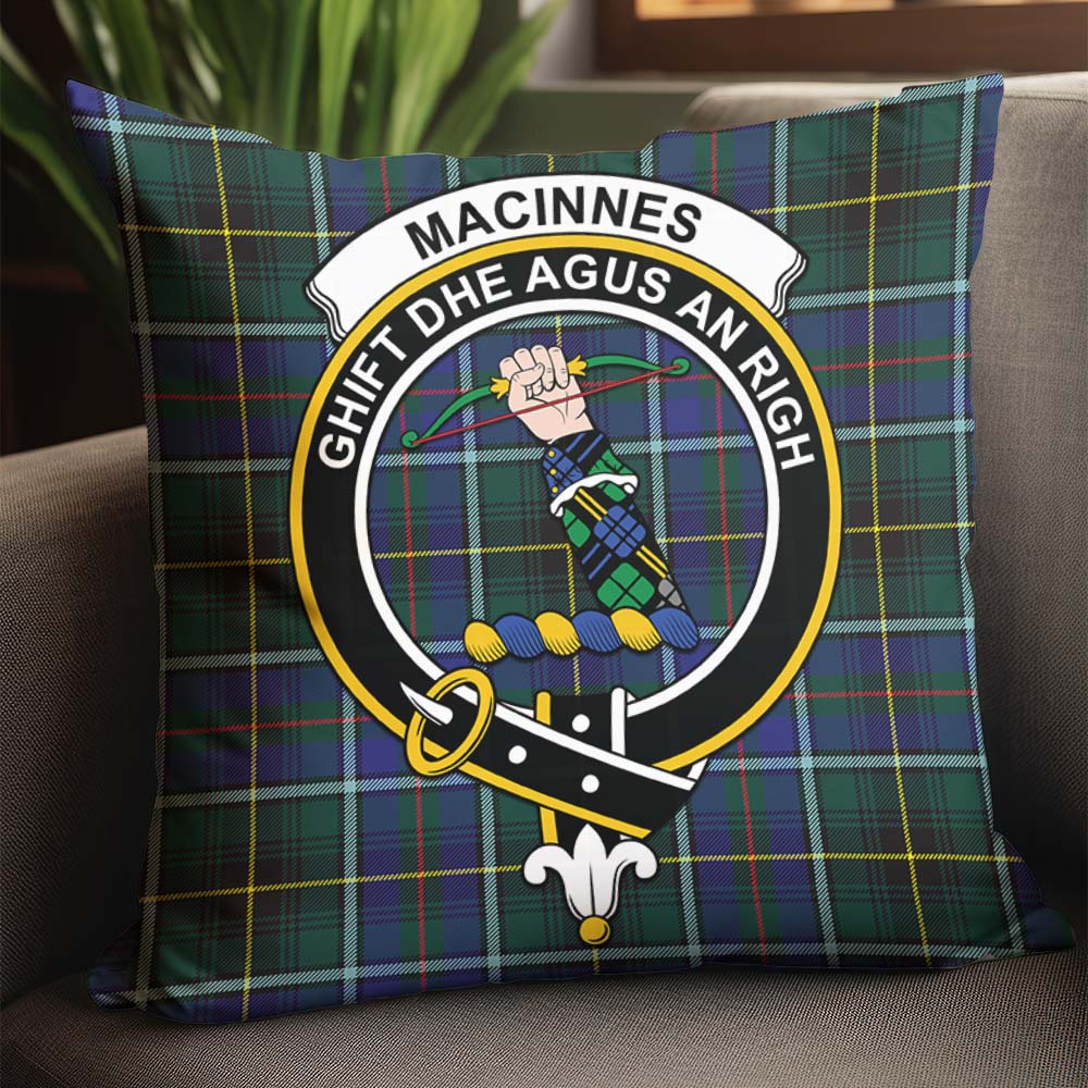 MacInnes Modern Tartan Pillow Cover with Family Crest - Tartanvibesclothing