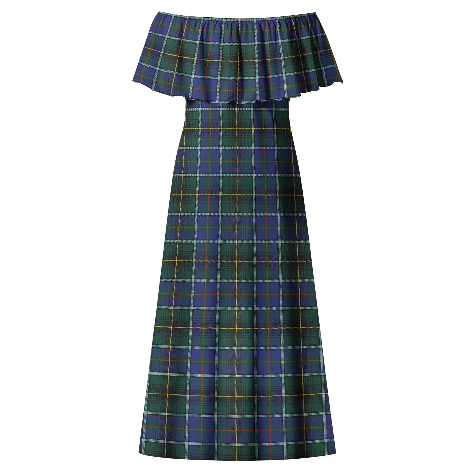 MacInnes Modern Tartan Off Shoulder Long Dress - Tartanvibesclothing