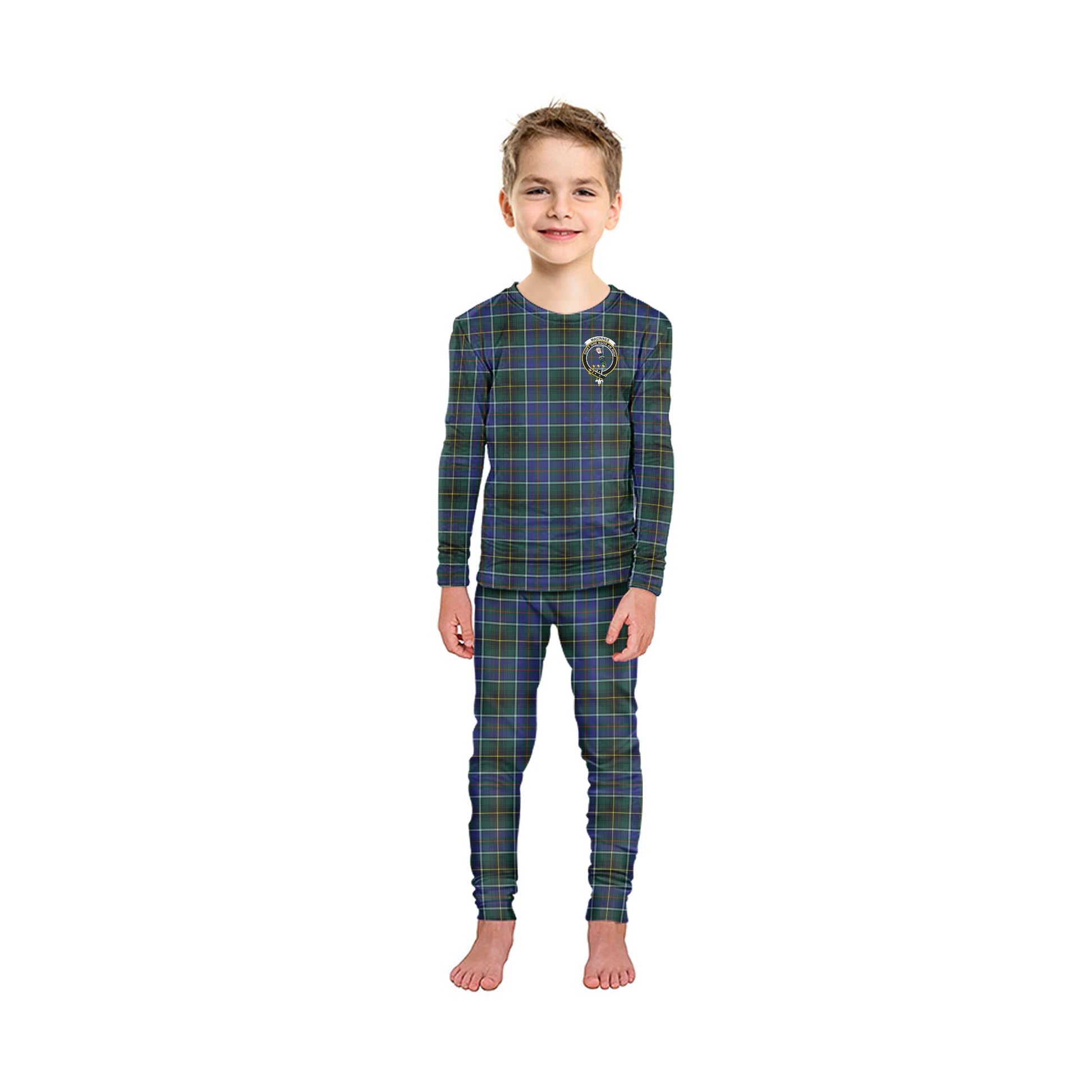 MacInnes Modern Tartan Pajamas Family Set with Family Crest - Tartanvibesclothing