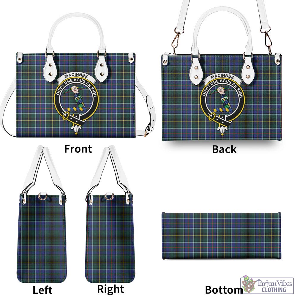 Tartan Vibes Clothing MacInnes Modern Tartan Luxury Leather Handbags with Family Crest