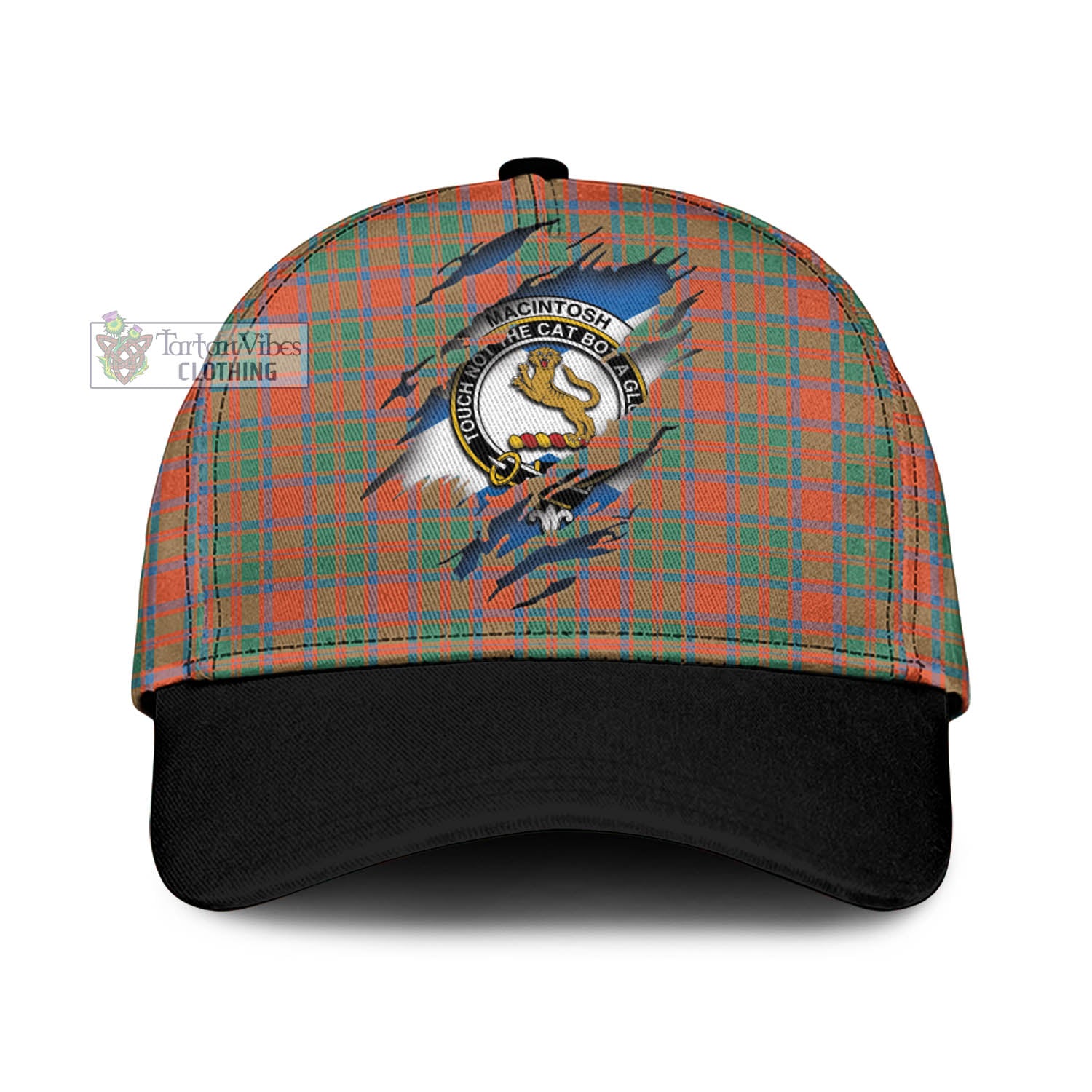 Tartan Vibes Clothing MacIntosh Ancient Tartan Classic Cap with Family Crest In Me Style