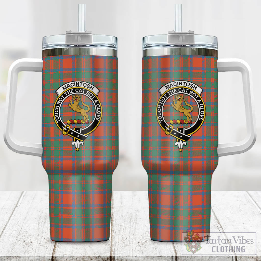 Tartan Vibes Clothing MacIntosh Ancient Tartan and Family Crest Tumbler with Handle