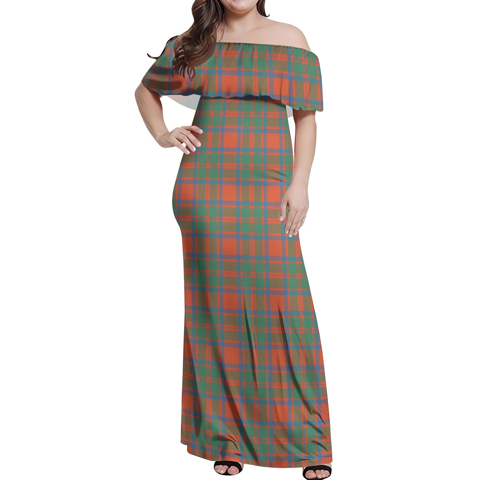 MacIntosh Ancient Tartan Off Shoulder Long Dress Women's Dress - Tartanvibesclothing