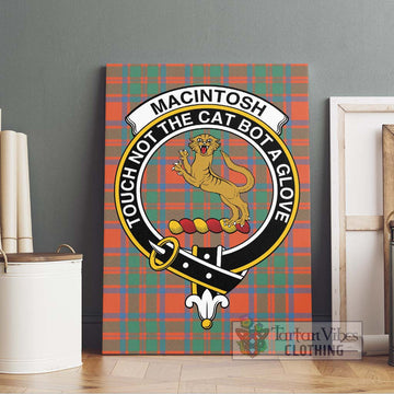 MacIntosh Ancient Tartan Canvas Print Wall Art with Family Crest