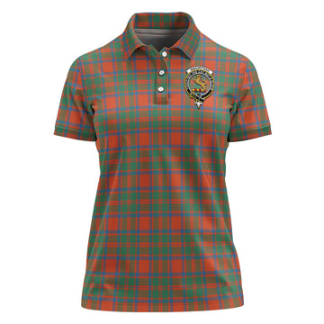 MacIntosh Ancient Tartan Polo Shirt with Family Crest For Women