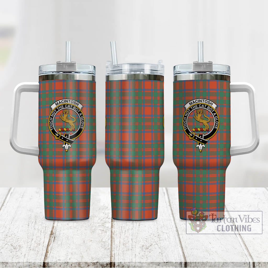 Tartan Vibes Clothing MacIntosh Ancient Tartan and Family Crest Tumbler with Handle