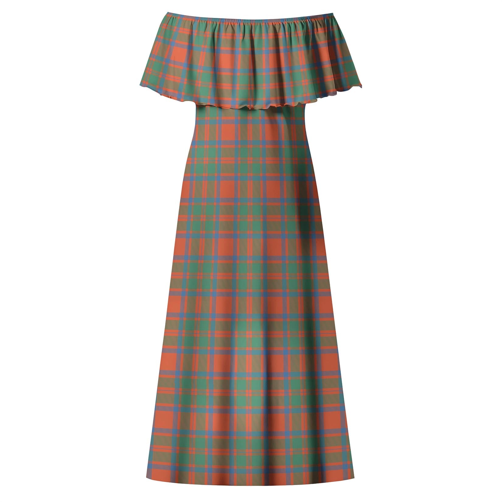 MacIntosh Ancient Tartan Off Shoulder Long Dress - Tartanvibesclothing