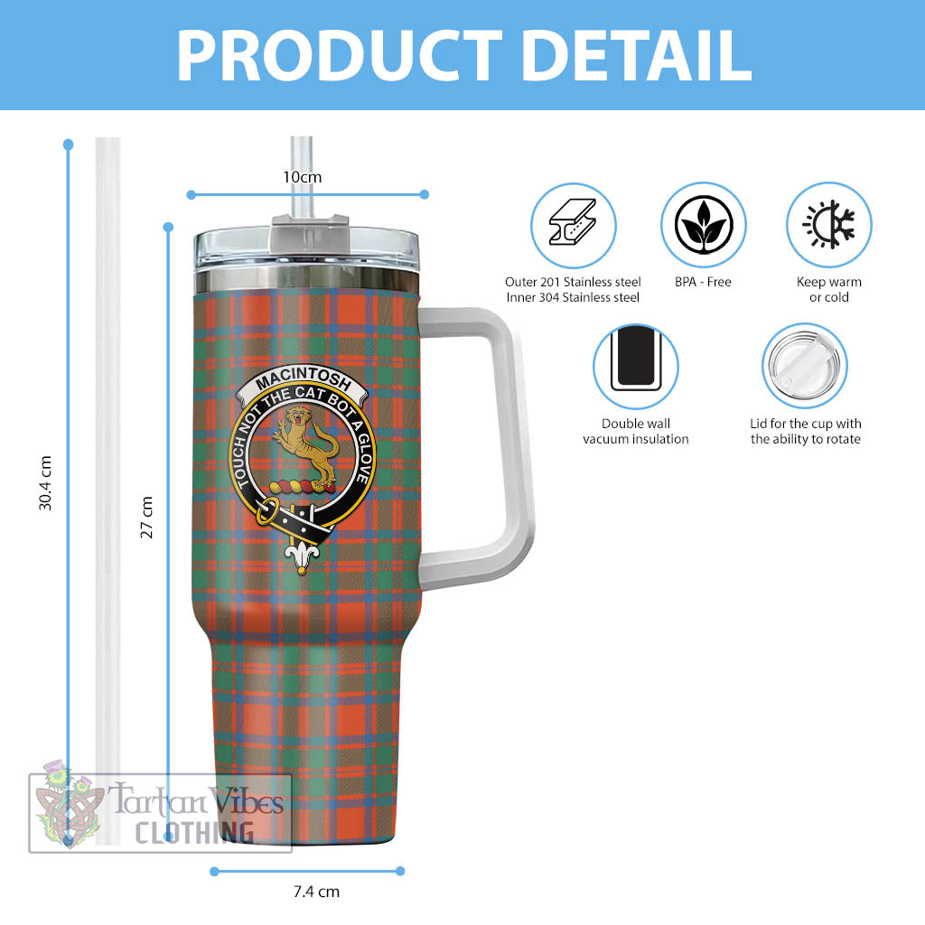 Tartan Vibes Clothing MacIntosh Ancient Tartan and Family Crest Tumbler with Handle