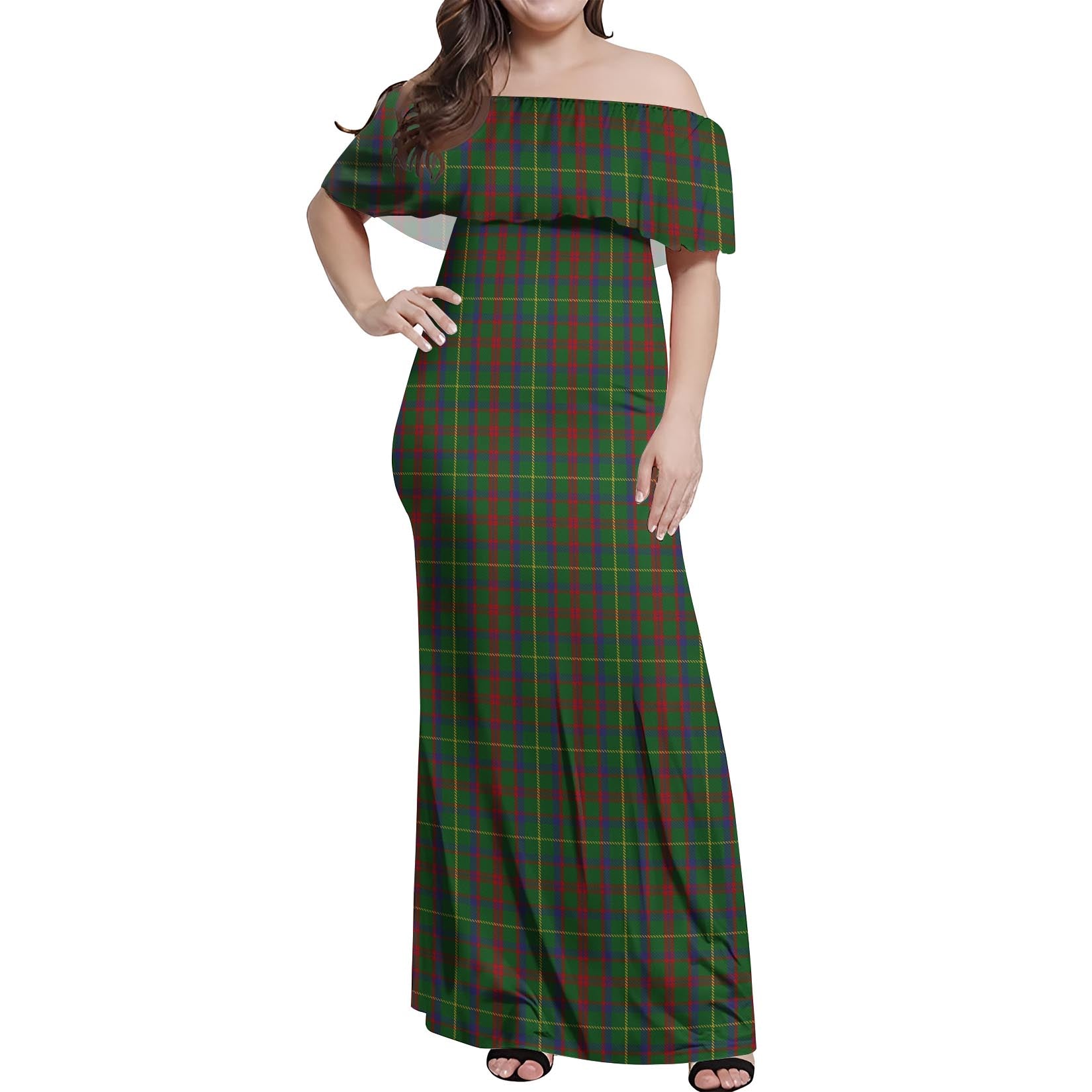 MacIntosh Hunting Tartan Off Shoulder Long Dress Women's Dress - Tartanvibesclothing