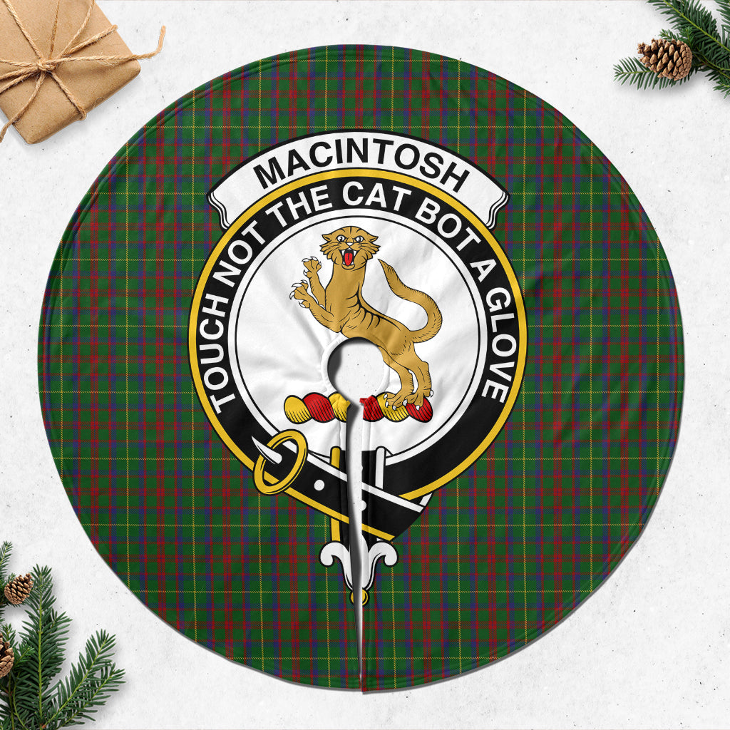 MacIntosh Hunting Tartan Christmas Tree Skirt with Family Crest - Tartanvibesclothing