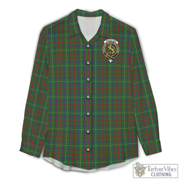 MacIntosh Hunting Tartan Women's Casual Shirt with Family Crest