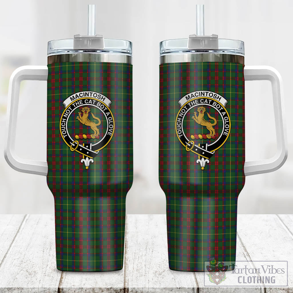 Tartan Vibes Clothing MacIntosh Hunting Tartan and Family Crest Tumbler with Handle