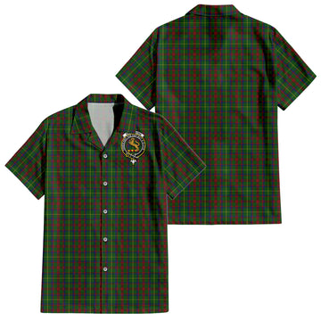 MacIntosh Hunting Tartan Short Sleeve Button Down Shirt with Family Crest