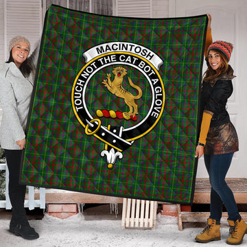 MacIntosh Hunting Tartan Quilt with Family Crest