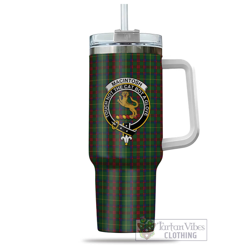 Tartan Vibes Clothing MacIntosh Hunting Tartan and Family Crest Tumbler with Handle