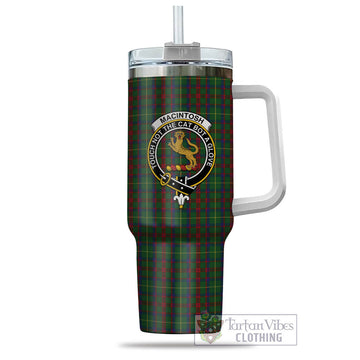 MacIntosh Hunting Tartan and Family Crest Tumbler with Handle