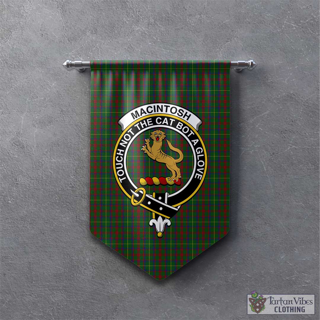 Tartan Vibes Clothing MacIntosh Hunting Tartan Gonfalon, Tartan Banner with Family Crest