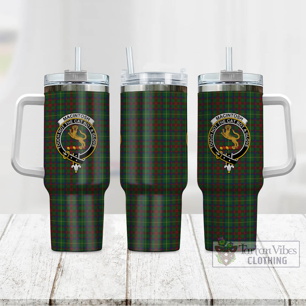 Tartan Vibes Clothing MacIntosh Hunting Tartan and Family Crest Tumbler with Handle