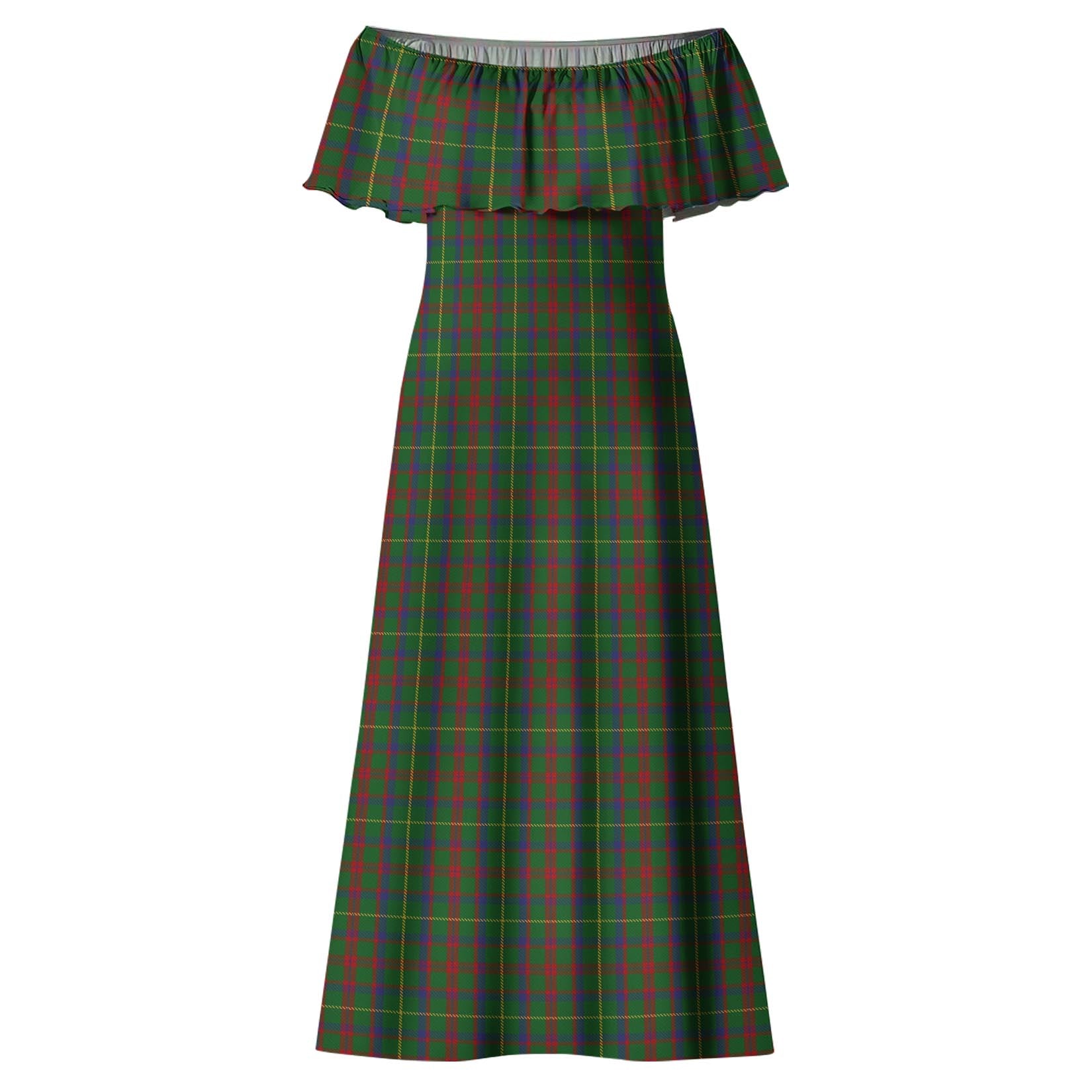 MacIntosh Hunting Tartan Off Shoulder Long Dress - Tartanvibesclothing