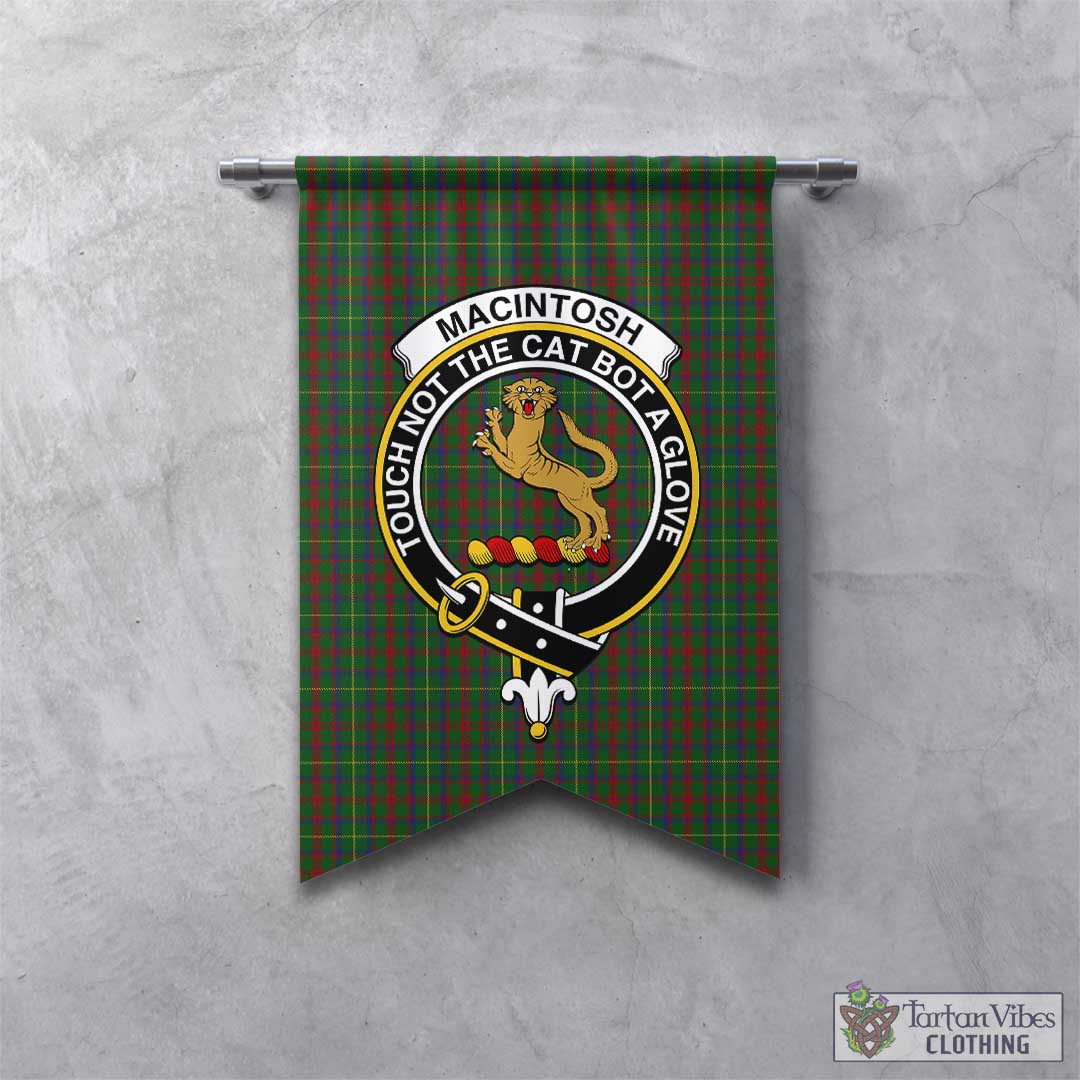 Tartan Vibes Clothing MacIntosh Hunting Tartan Gonfalon, Tartan Banner with Family Crest