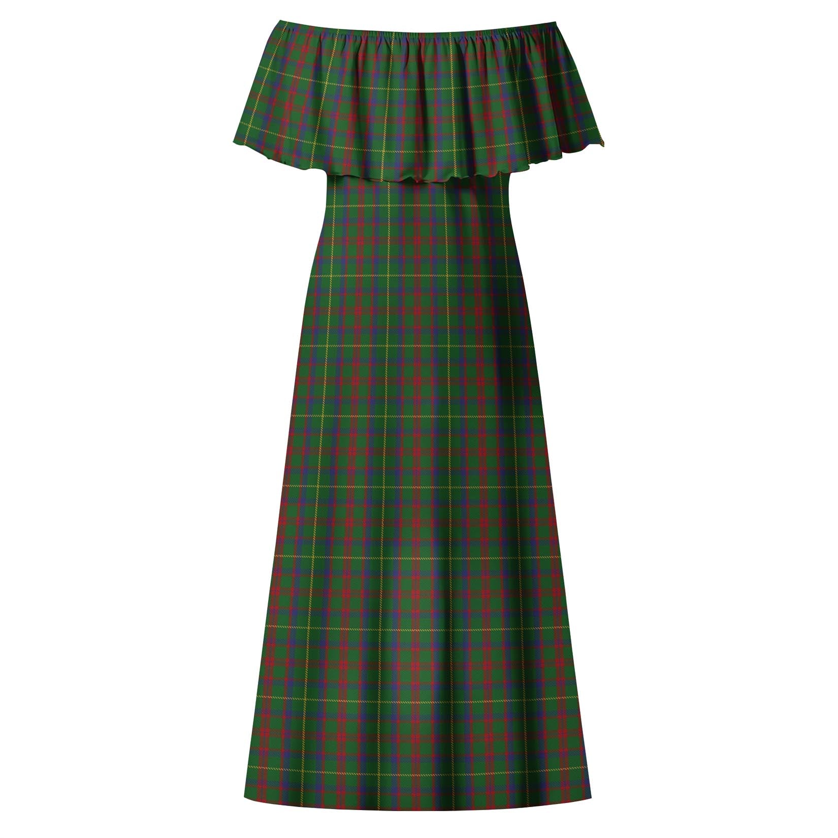 MacIntosh Hunting Tartan Off Shoulder Long Dress - Tartanvibesclothing