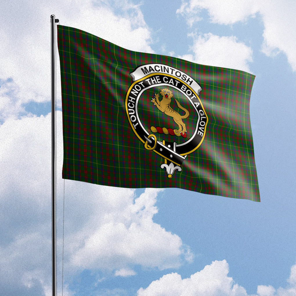 MacIntosh Hunting Tartan Flag with Family Crest House Flag (Horizontal) - Tartan Vibes Clothing