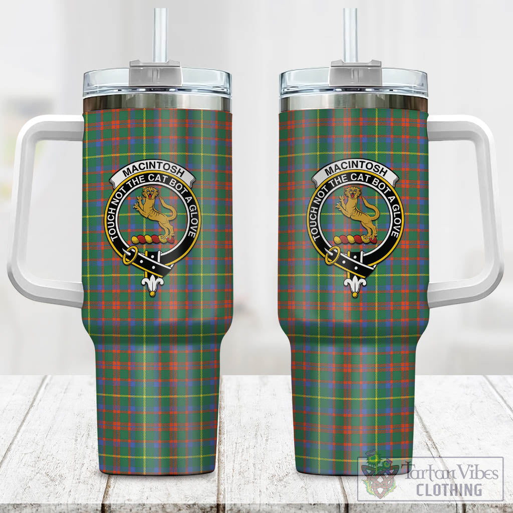 Tartan Vibes Clothing MacIntosh Hunting Ancient Tartan and Family Crest Tumbler with Handle