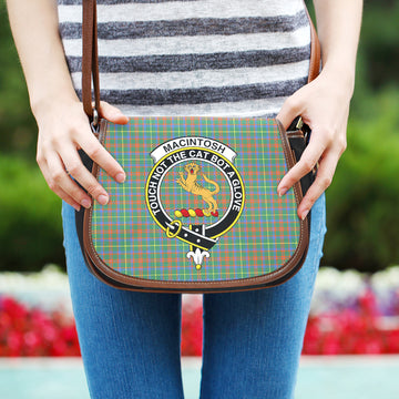 MacIntosh Hunting Ancient Tartan Saddle Bag with Family Crest