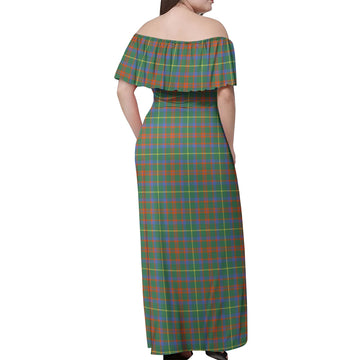 MacIntosh Hunting Ancient Tartan Off Shoulder Long Dress