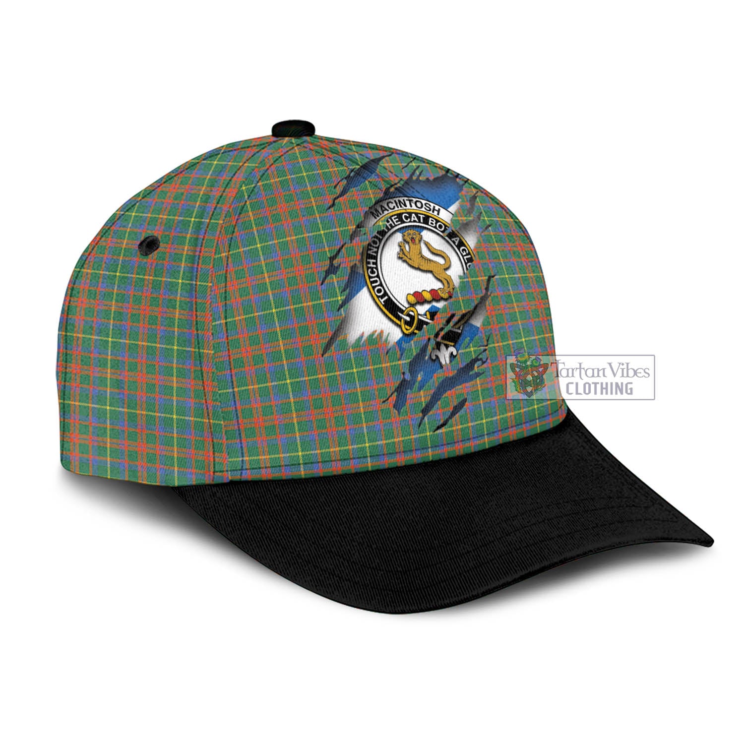 Tartan Vibes Clothing MacIntosh Hunting Ancient Tartan Classic Cap with Family Crest In Me Style