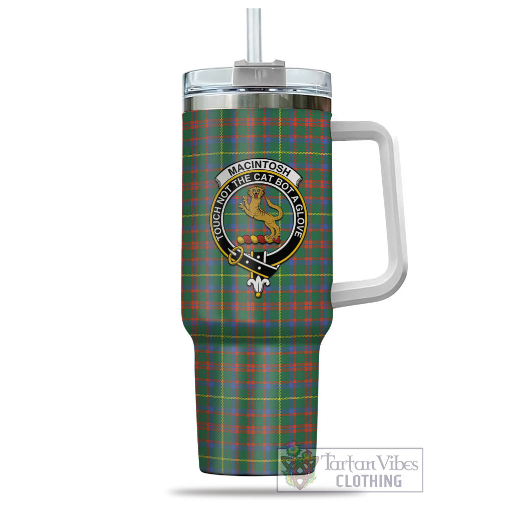 Tartan Vibes Clothing MacIntosh Hunting Ancient Tartan and Family Crest Tumbler with Handle