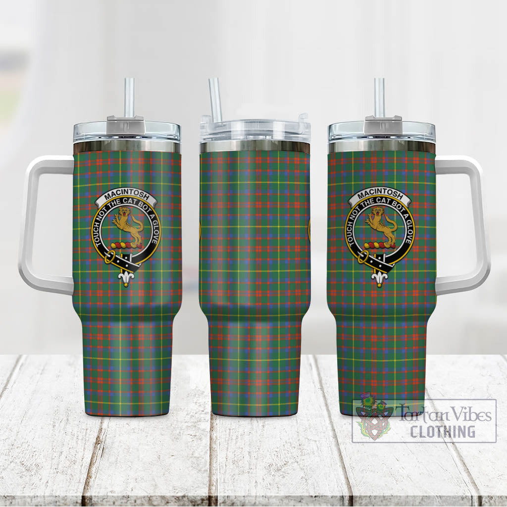 Tartan Vibes Clothing MacIntosh Hunting Ancient Tartan and Family Crest Tumbler with Handle