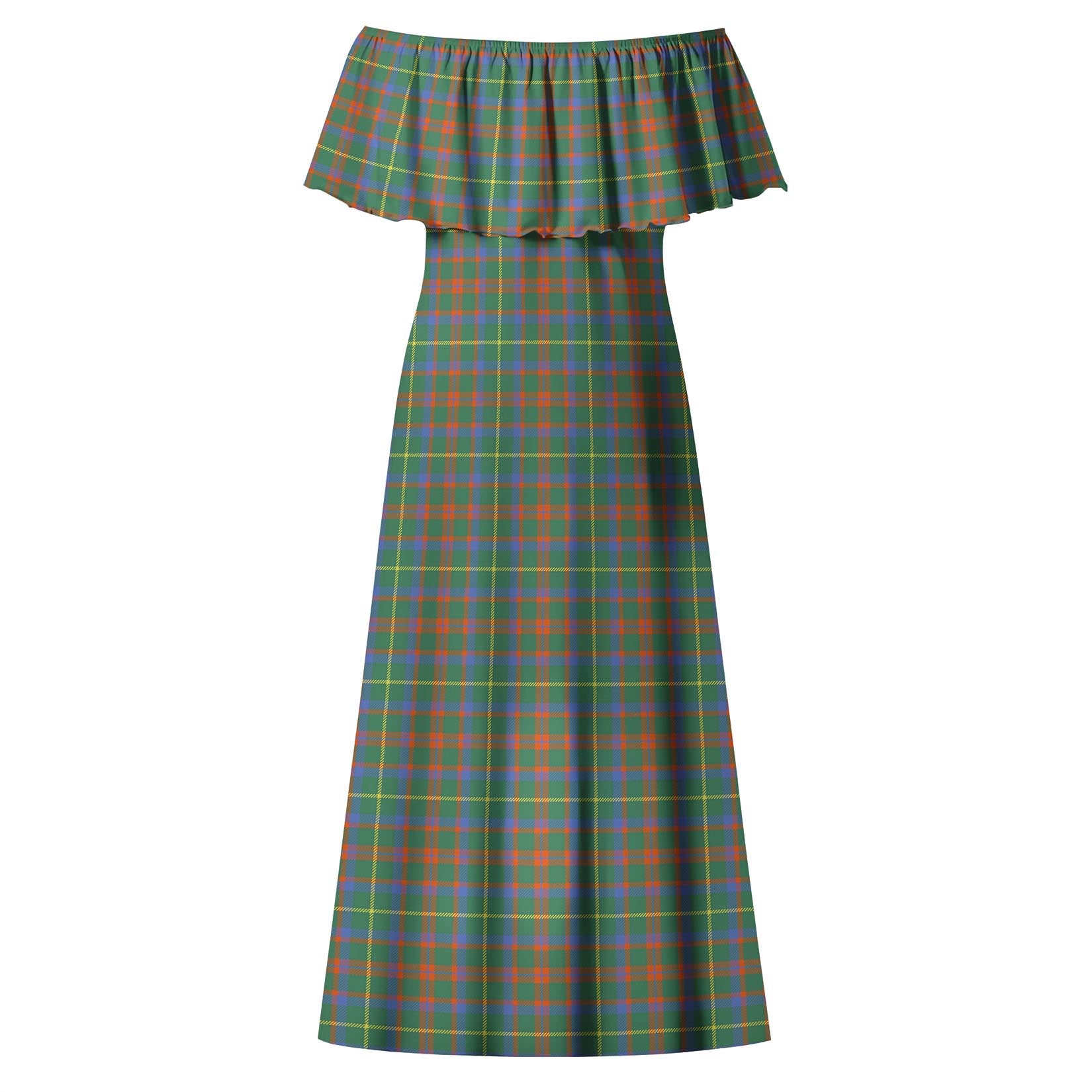 MacIntosh Hunting Ancient Tartan Off Shoulder Long Dress - Tartanvibesclothing