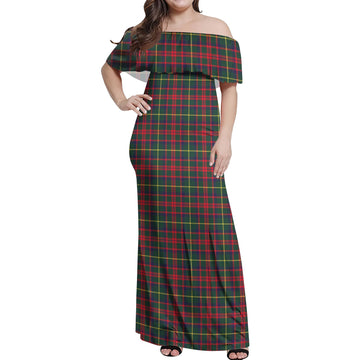 MacIntosh Hunting Modern Tartan Off Shoulder Long Dress